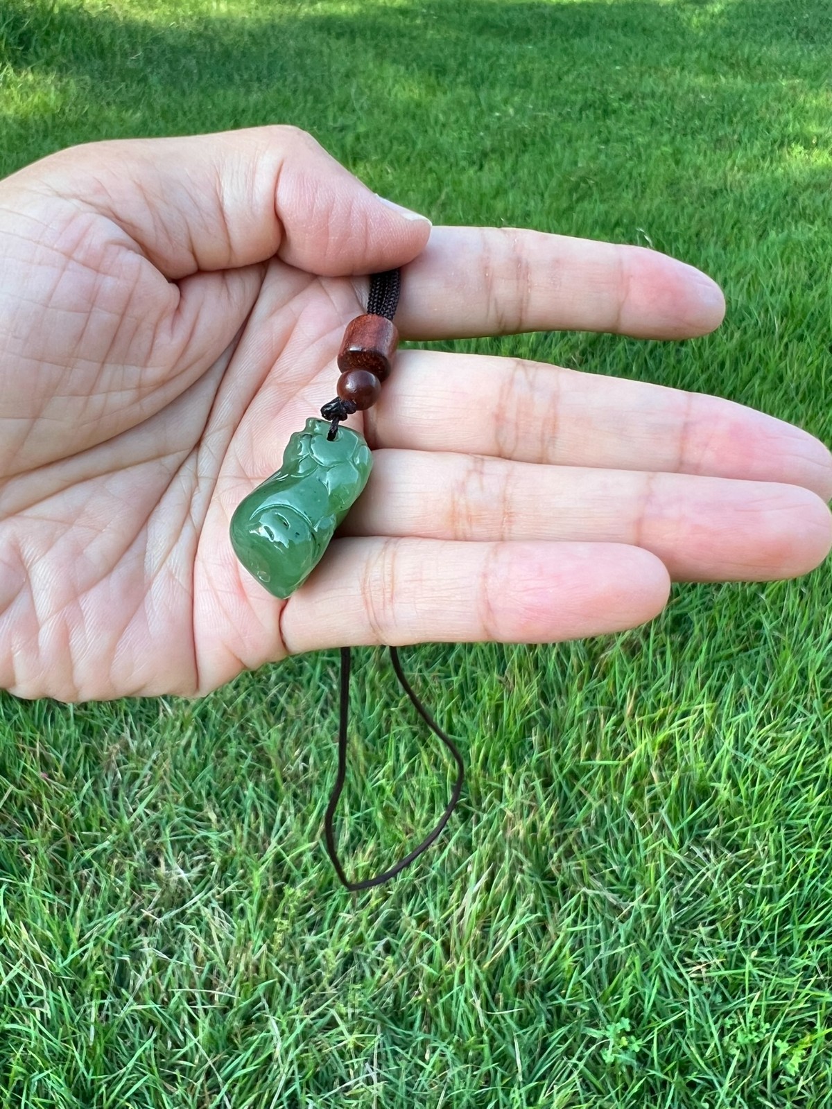 Adorable Genuine Natural Nephrite Jade Pixiu Pendant H182 3