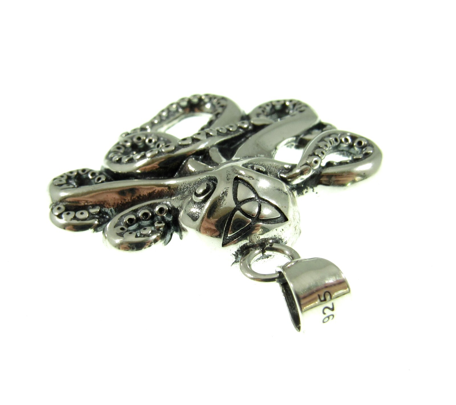 Handcrafted Solid 925 Sterling Silver Octopus Cephalopod With Tentacles Pendant