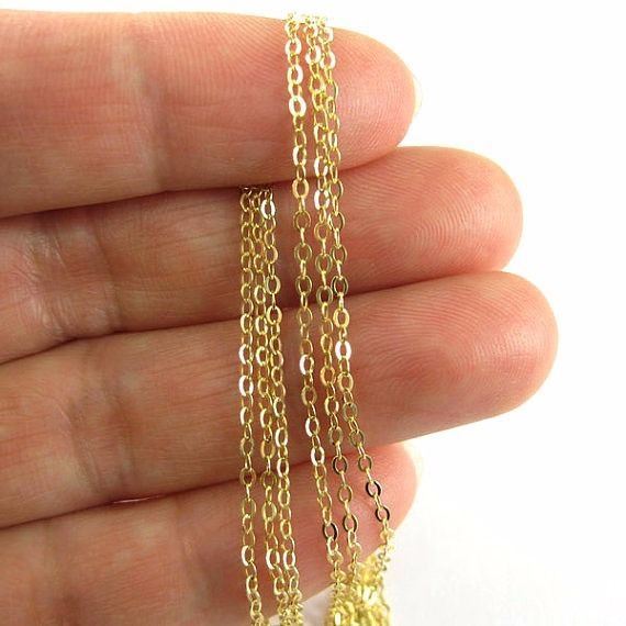 22K Gold Plated over Sterling Silver Necklace-Cable Flat Oval Chain (All Sizes)