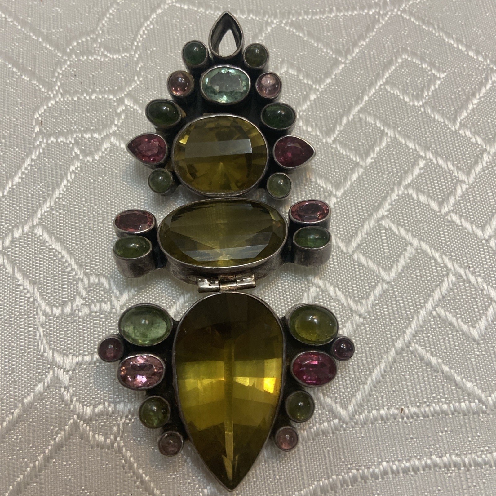 Sterling Silver 925 Multi-color PENDANT 4 inches