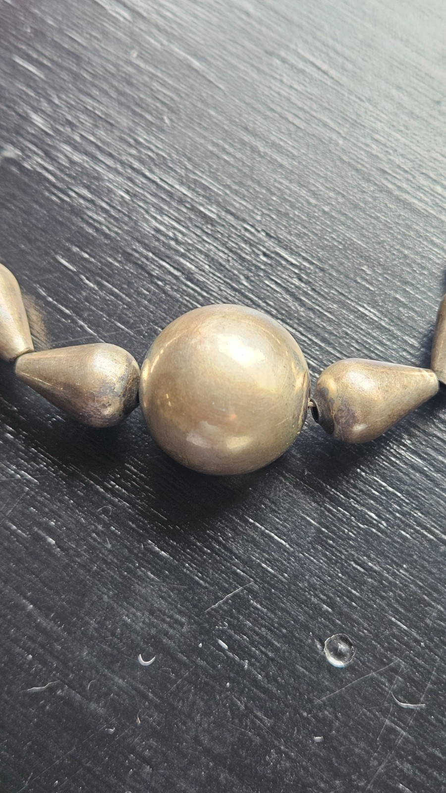 Vintage 925 Silver Bench Beaded Strand String 19 Inches Length Necklace