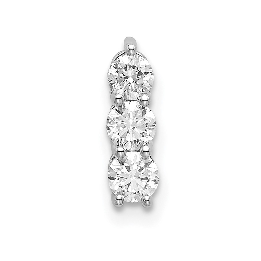 14k White Gold 1/3 Ct Round Lab Grown Diamond VS/SI+ G+ Three Stone Pendant