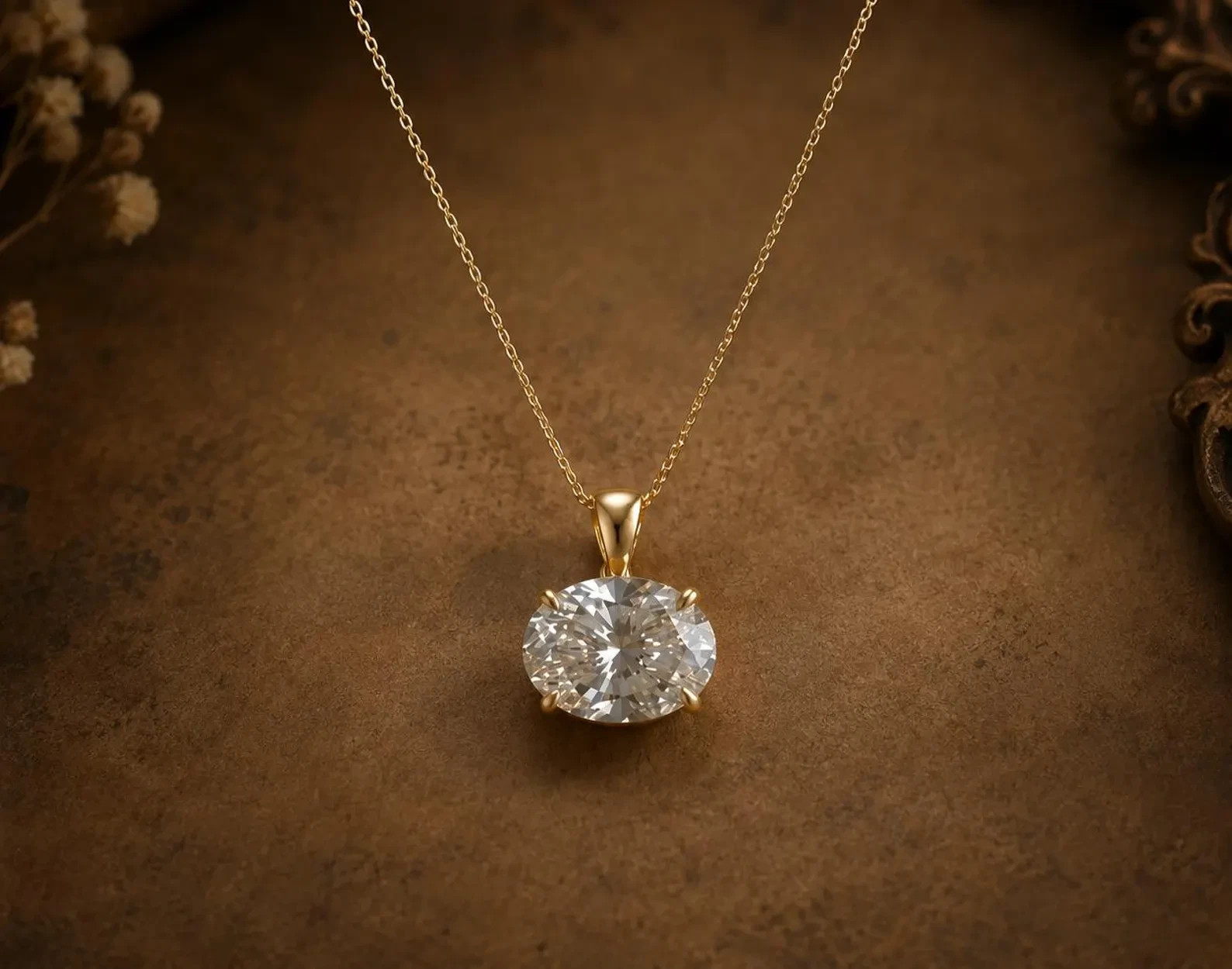2CT Oval Cut Moissanite Pendant 925 Sterling Silver Pong Setting Necklace
