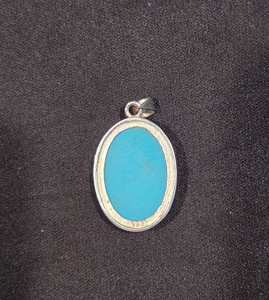 VTG CI Caspian International 925 Sterling Silver Genuine Turquoise Pendant QVC