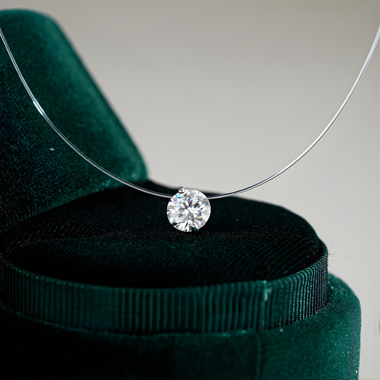 Invisible Line Moissanite Pendant Necklace – 1-3 Carat | 925 Sterling Silver-GRA