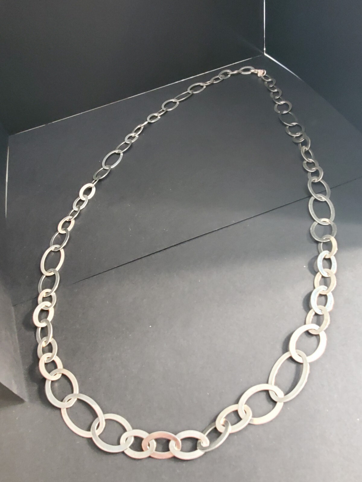 Vintage MILOR 925 ITALY Sterling Long Oval Link Chain Necklace 36” In, 27.85Gr