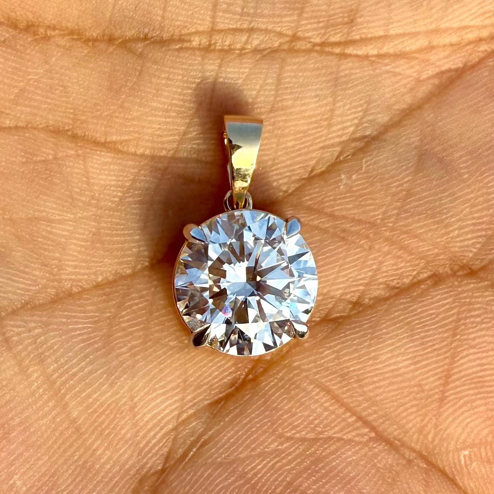 IGI Round-Cut 5.00Ct EF/VS1 Lab Grown Diamond Necklace& Pendant 14k Yellow Gold