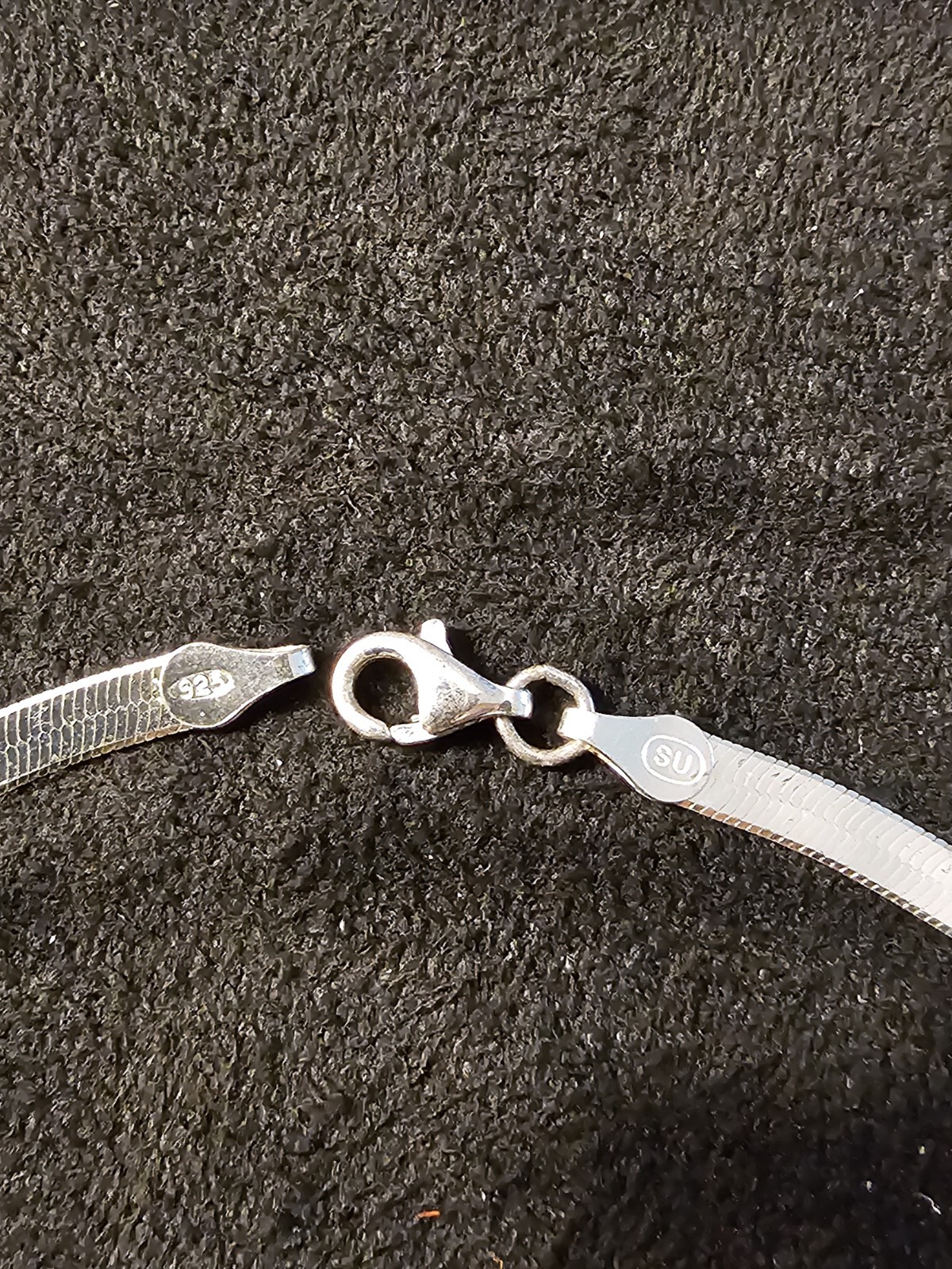 925 Sterling Silver Italy Flat Herringbone Chain Necklace, Lobster Clasp
