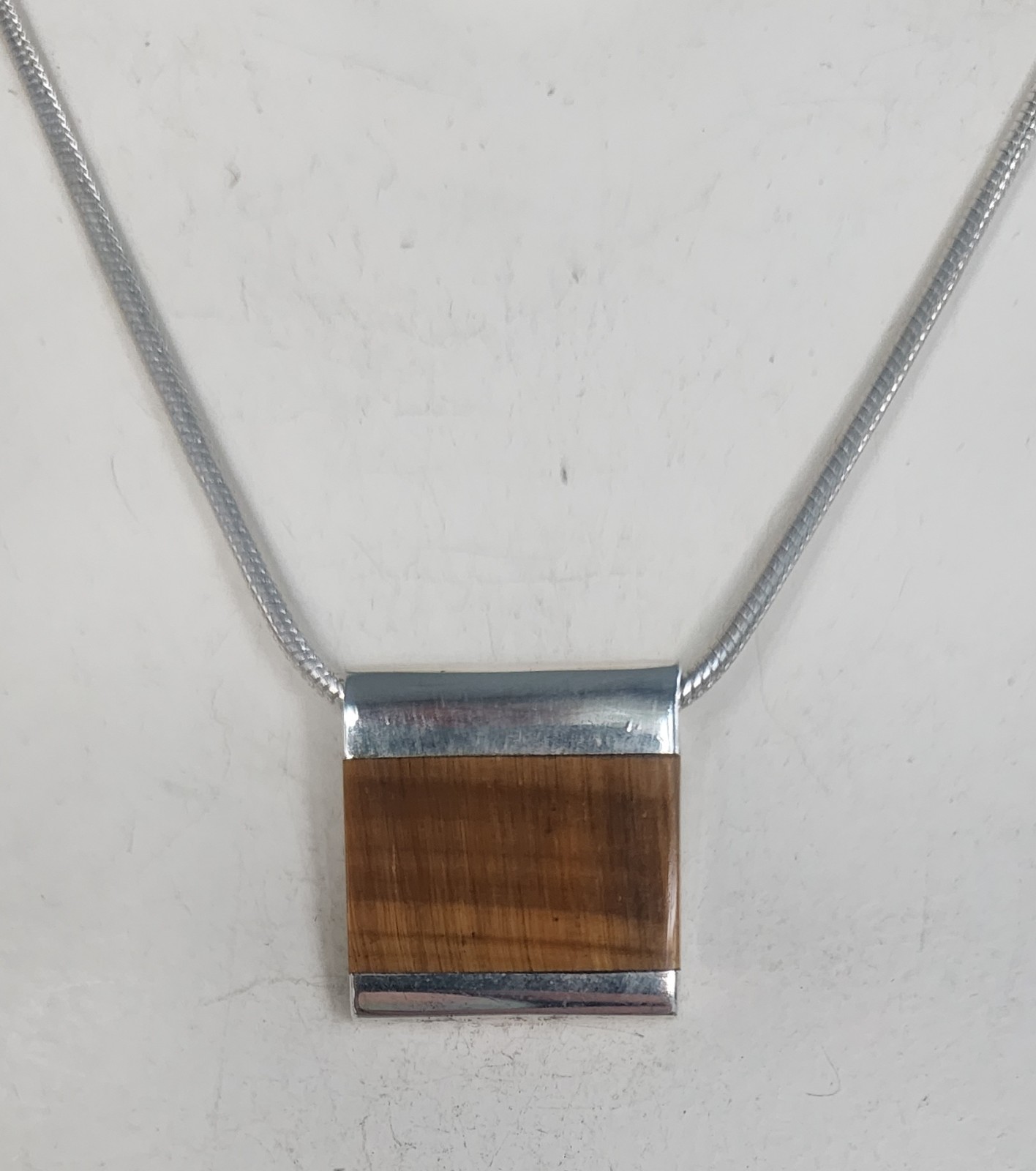 Sterling Silver 925 Tiger’s Eye Modern Pendant Contemporary Design