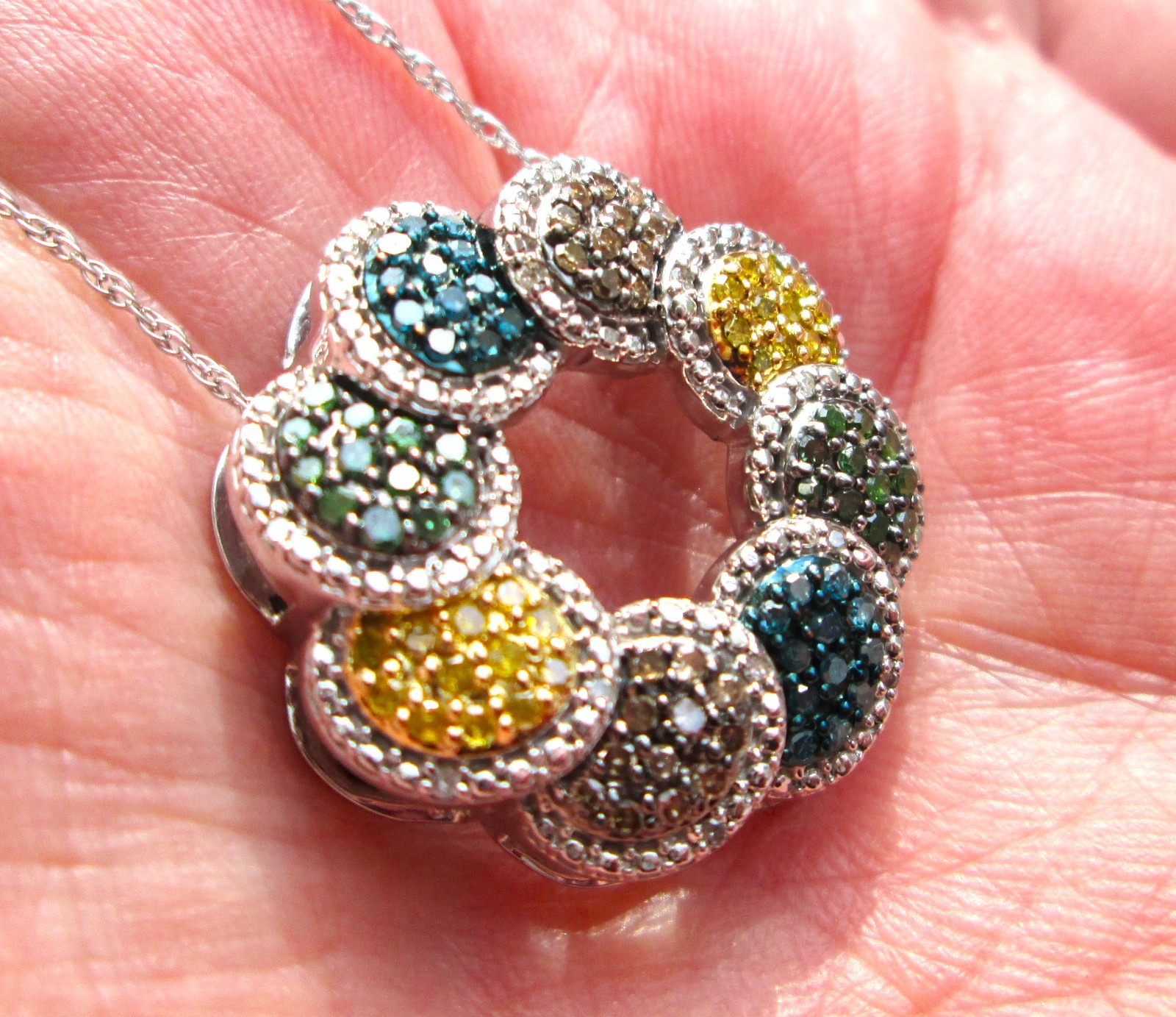 RARITIES BY CAROL BRODIE MULTI COLOR DIAMOND NECKLACE, 925 SS