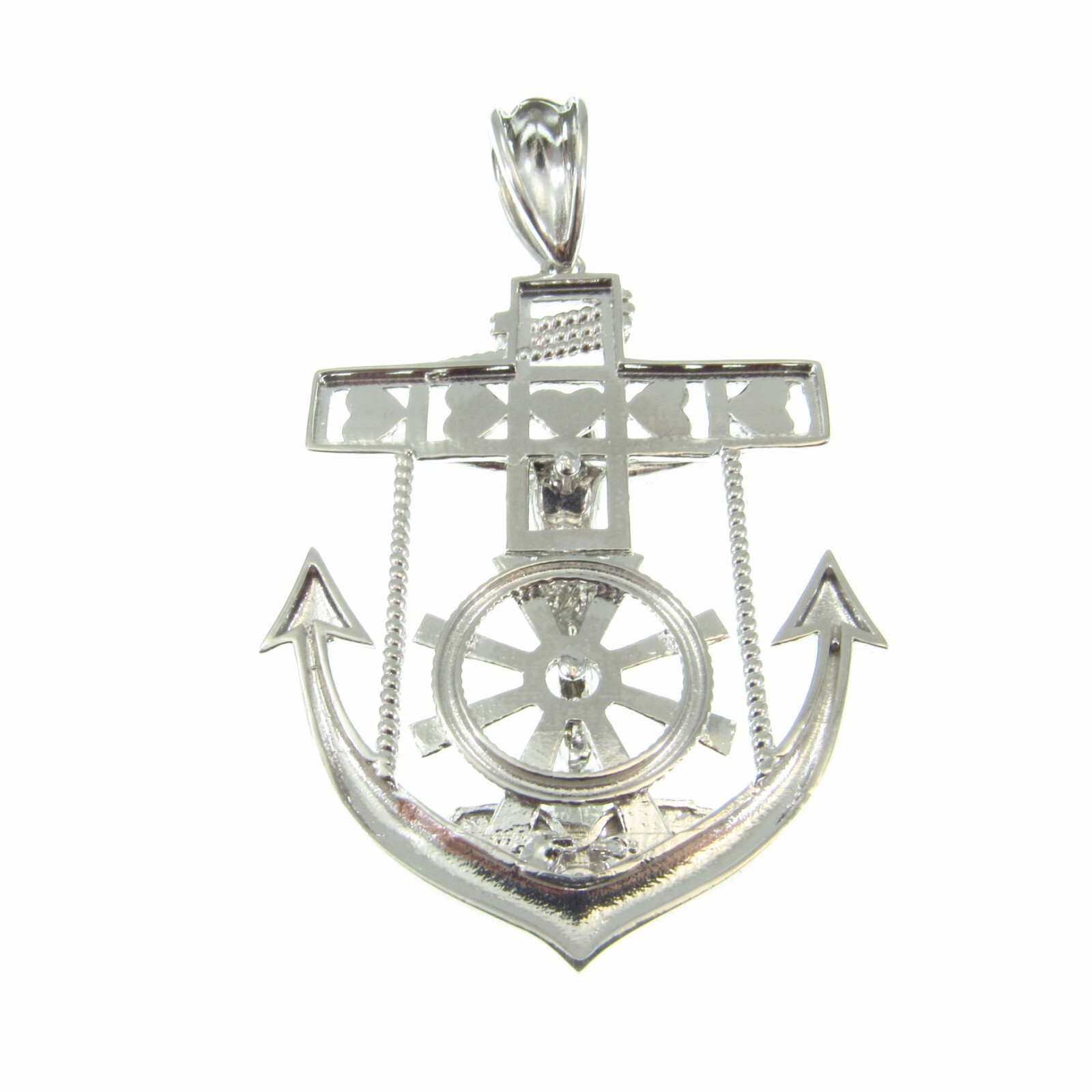 Men’s Solid 925 Sterling Silver Crucifix Anchor Pendant Hip Hop Jesus Jewelry