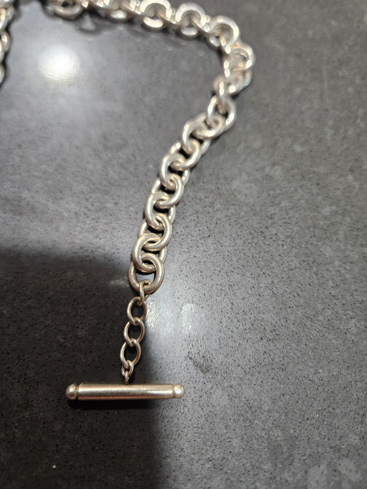 Tiffany & Co Sterling Silver 925 Heart Tag 16″ Toggle Necklace. 75g