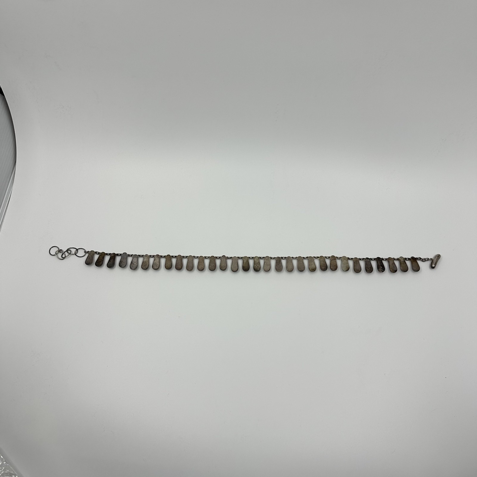 Mexico 925 Sterling Silver Teardrop Fringe Bib Necklace 53.6g 16 Inch