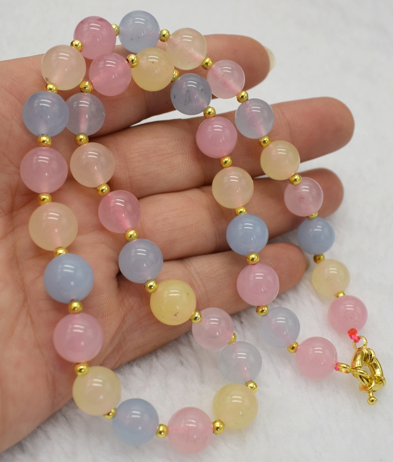 Natural 6/8/10mm Multicolor Morganite Round Gemstone Beaded Necklace 16-32in