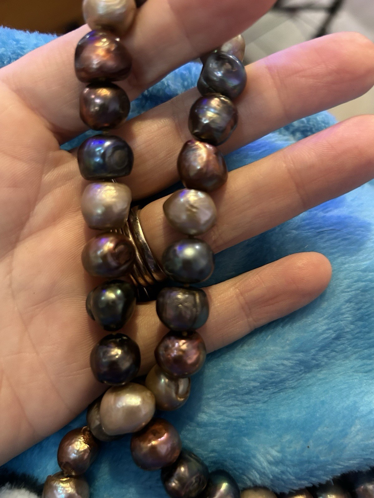 36” Multicolor Baroque Cultured Freshwater Pearl Necklace Sterling 925 Toggle