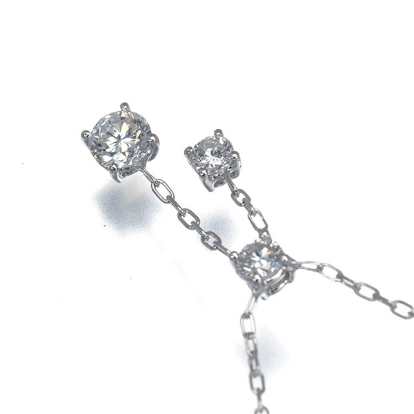 Diamond 0.25ct/0.17ct 3P Drop Necklace 18K 750 White Gold