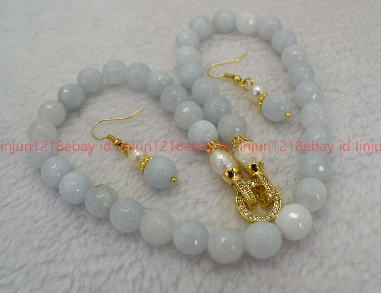 Faceted 10mm Blue Aquamarine Round Gemstone Beads Necklace 10mm Earrings 16-32in