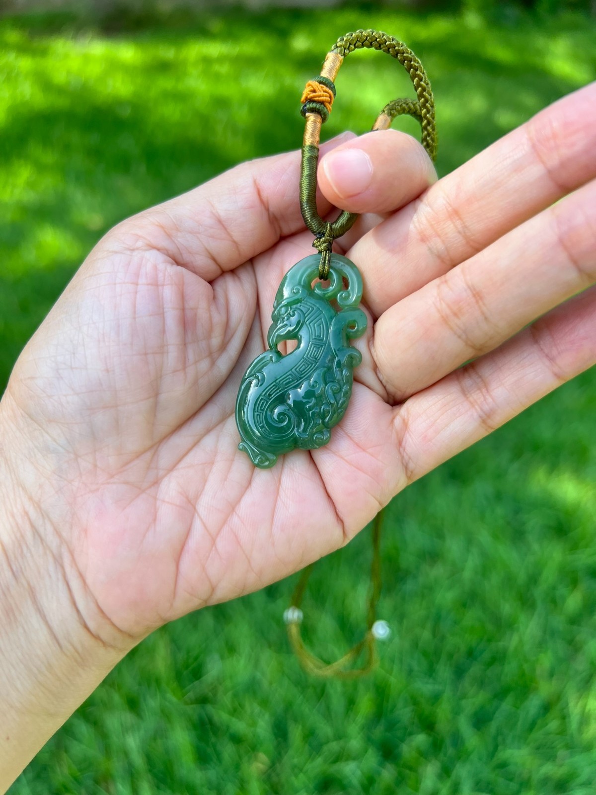 Genuine 100% Natural Nephrite Jade Phoenix Pendant H66 a2