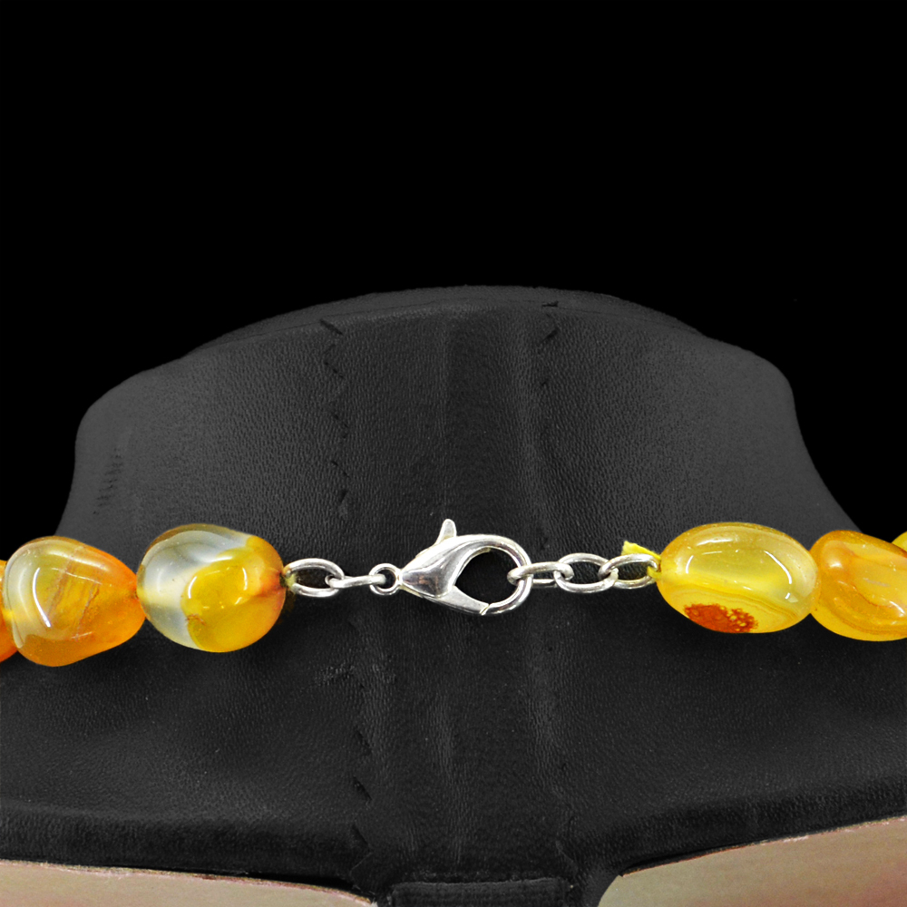 555.00 CTS NATURAL WHOLESALE PRICE UNTREATED RICH ORANGE ONYX BEADS NECKLACE