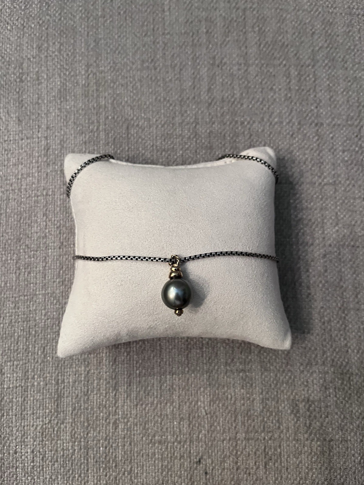 David Yurman Authentic Pendent Tahitian Pearl Sterling Silver Gold W/ Chain