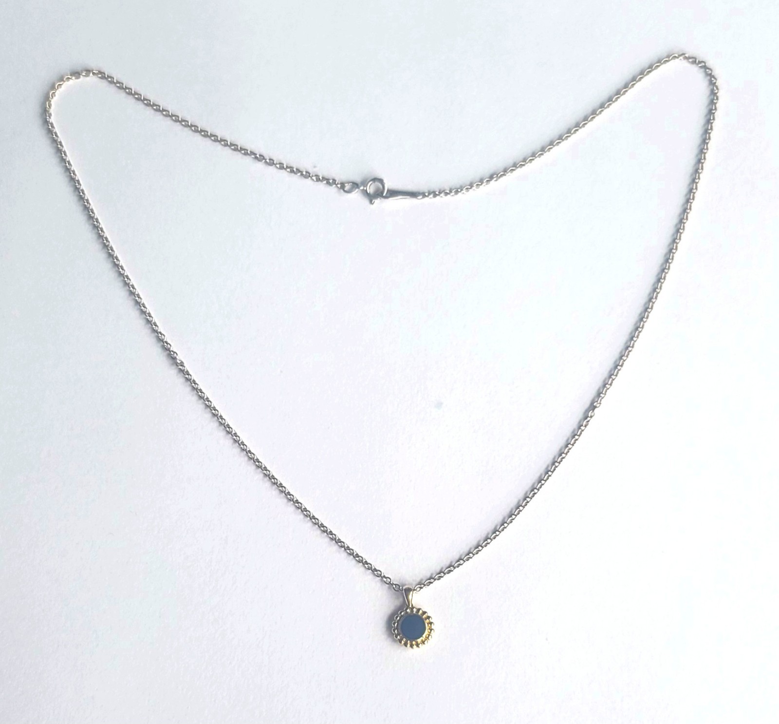LAGOS Covet Necklace Sterling Silver, 18K Gold, Black Onyx 18″ New without Tags