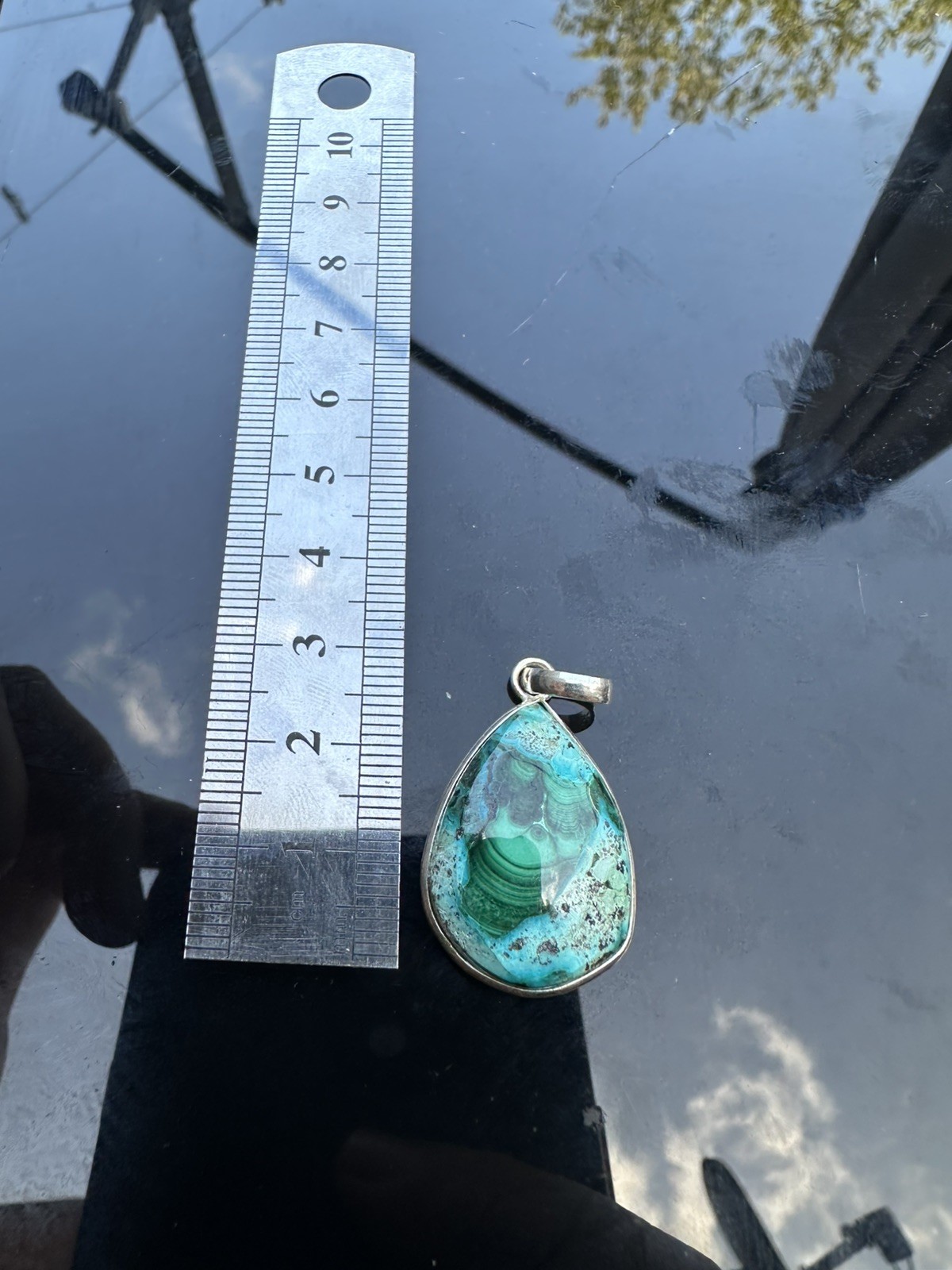 Malachite Chrysocolla 925 Sterling Silver Pendant Natural C2