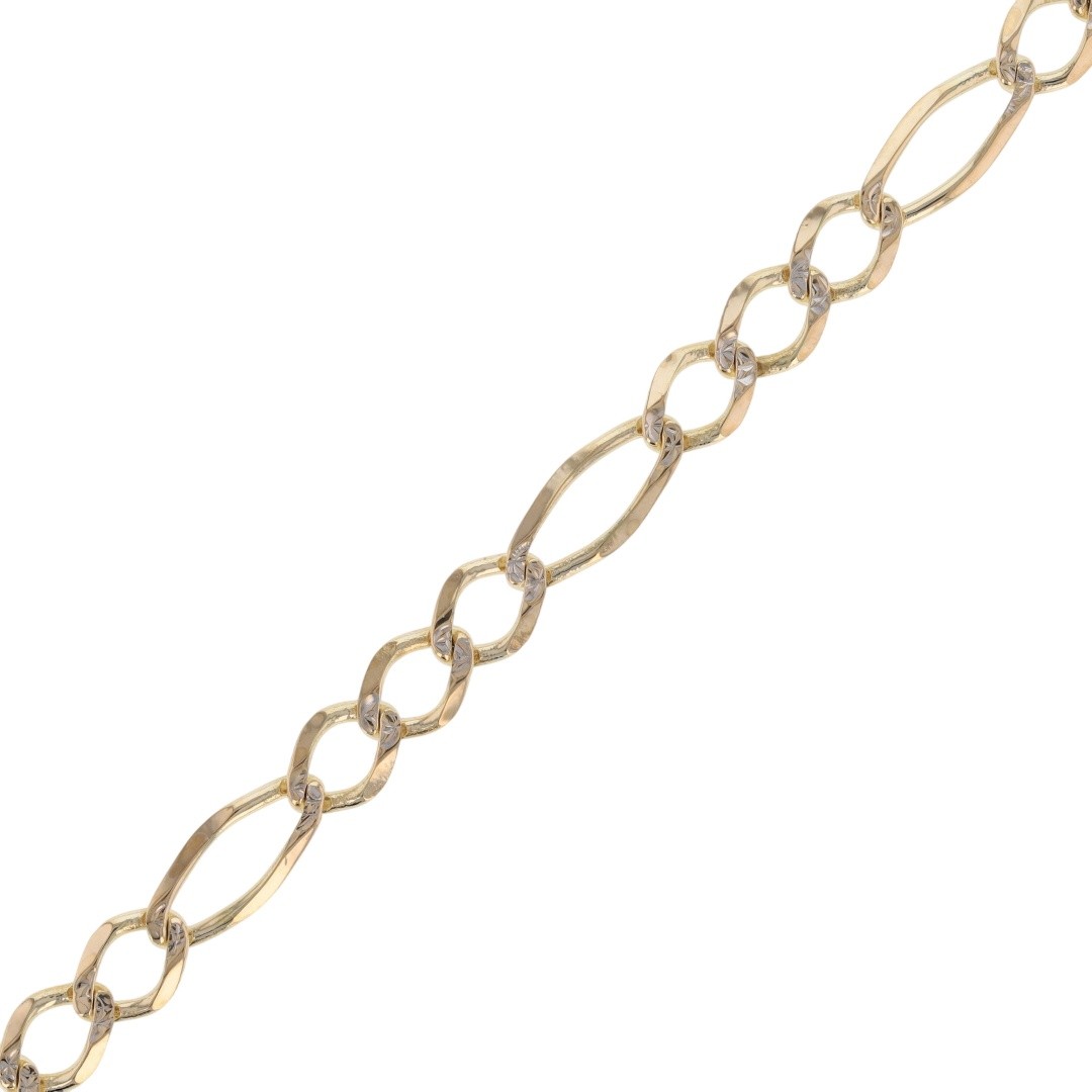 5.7mm Diamond-Cut Figaro Link Chain 24″ Necklace 10k Multi-Tone Gold 15.93 Grams