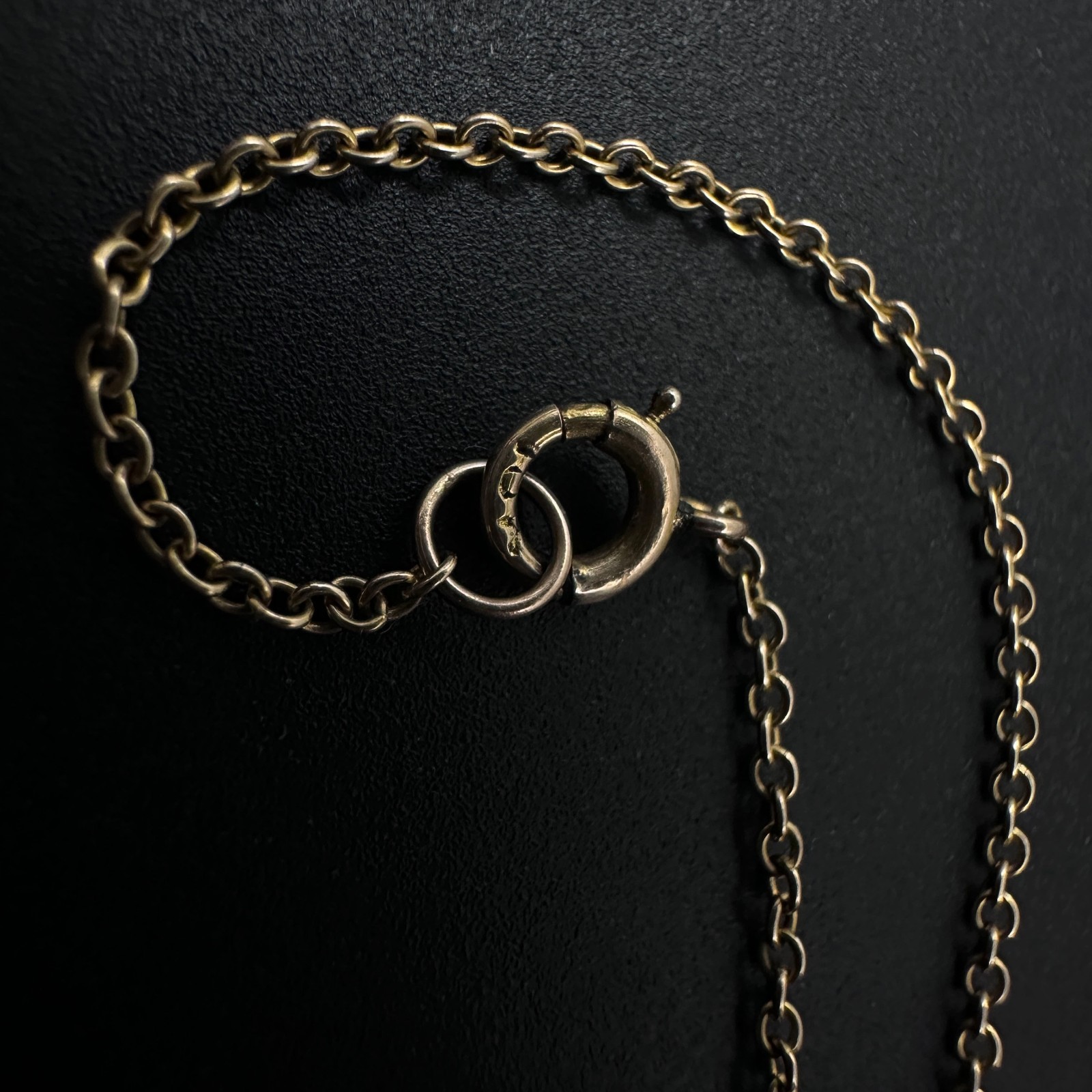 Vintage Solid 10K Yellow Gold Rolo Link Chain Necklace, 1.1mm, 15 3/8″