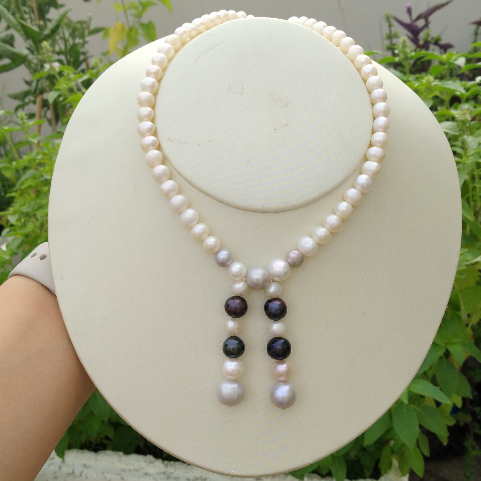 17in Design Pretty AAA+ South Sea White Multi-color Pearl Necklace 14k Gold P