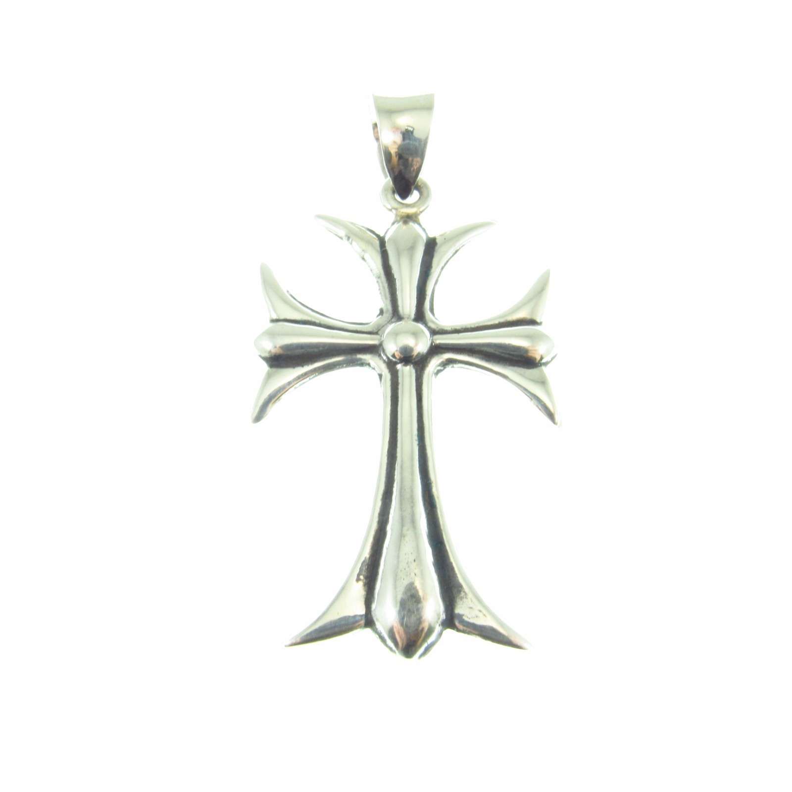 Solid 925 Sterling Silver Maltese Cross Pendant Men’s Gothic Fleur-de-Lis Cross