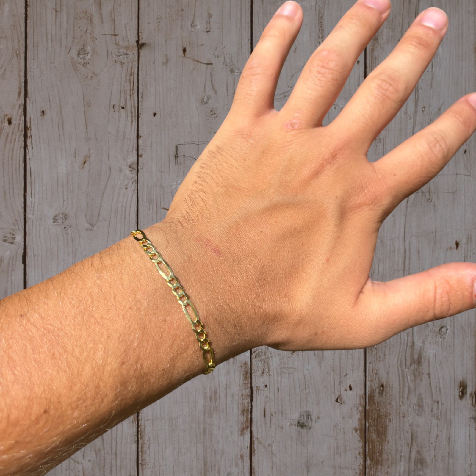4mm Figaro Bracelet Link – Real Solid 925 Sterling Silver Or 14k Gold Vermeil