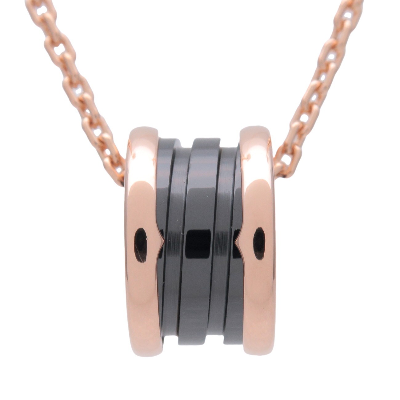 BVLGARI B-zero1 Necklace K18PG 750PG Rose Gold Black Ceramic Authentic Used F/S