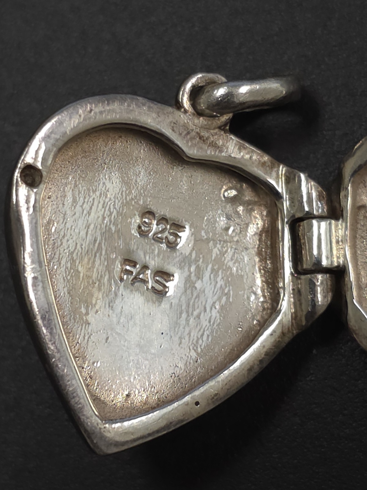 925 Sterling Silver Heart Locket Pendant w/ Round Gray Marcasite, Love