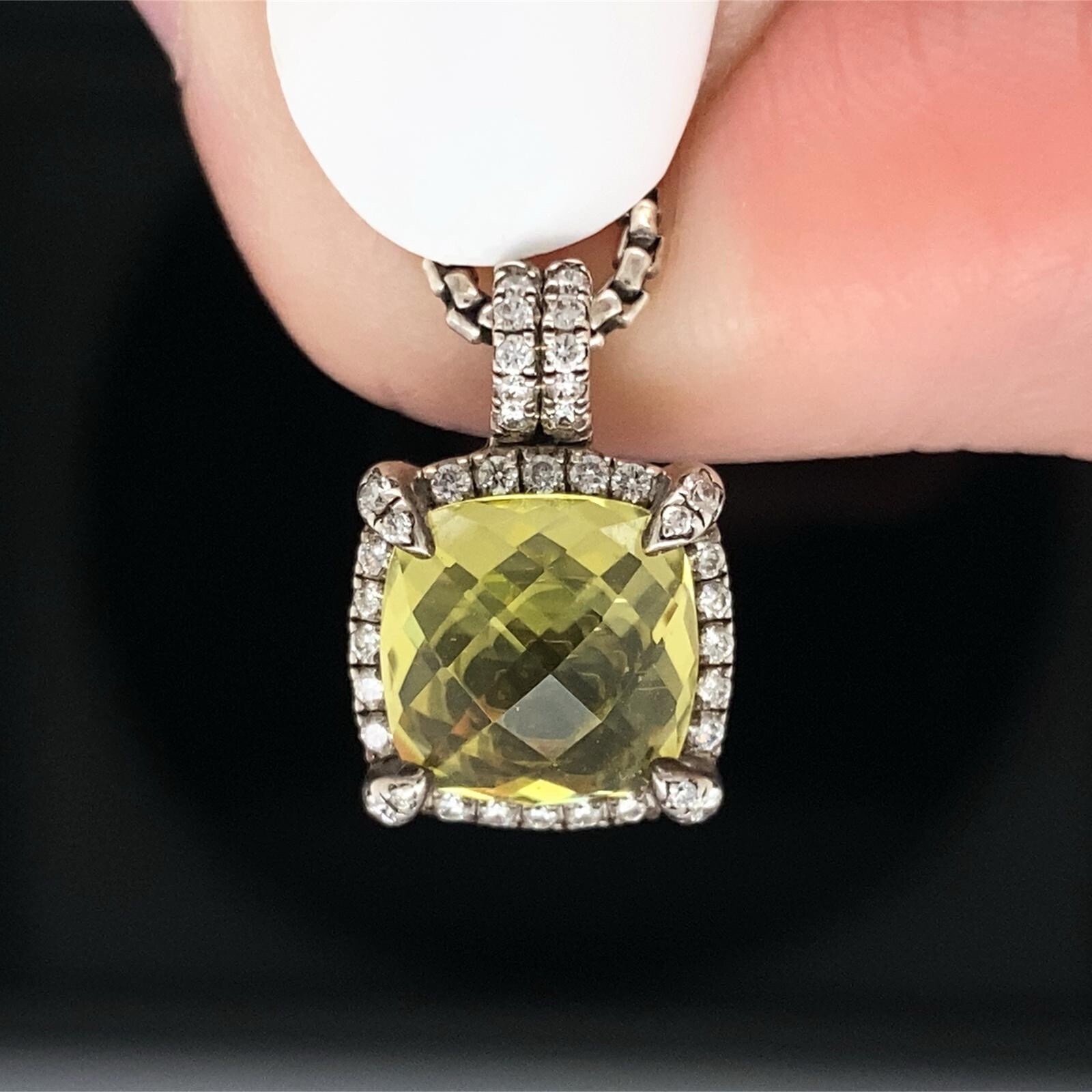 David Yurman Sterling Silver Citrine Chatelaine Diamond Pendant Necklace $1125