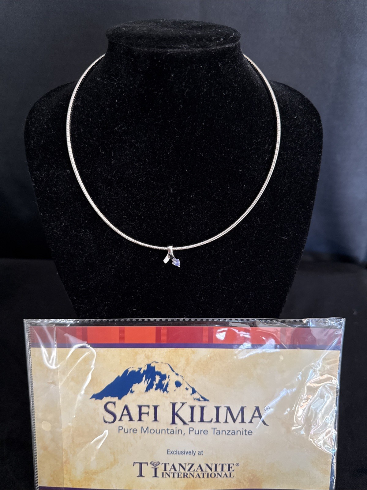 Omega Necklace Silver Safi Kilima Tanzanite Lavender Purple Trillion Cut Pendant