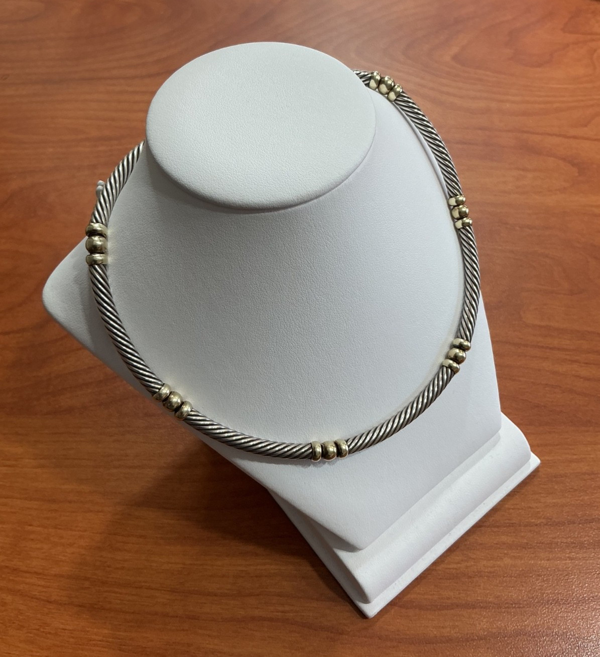 David Yurman 925 585 14k Cable Choker Necklace