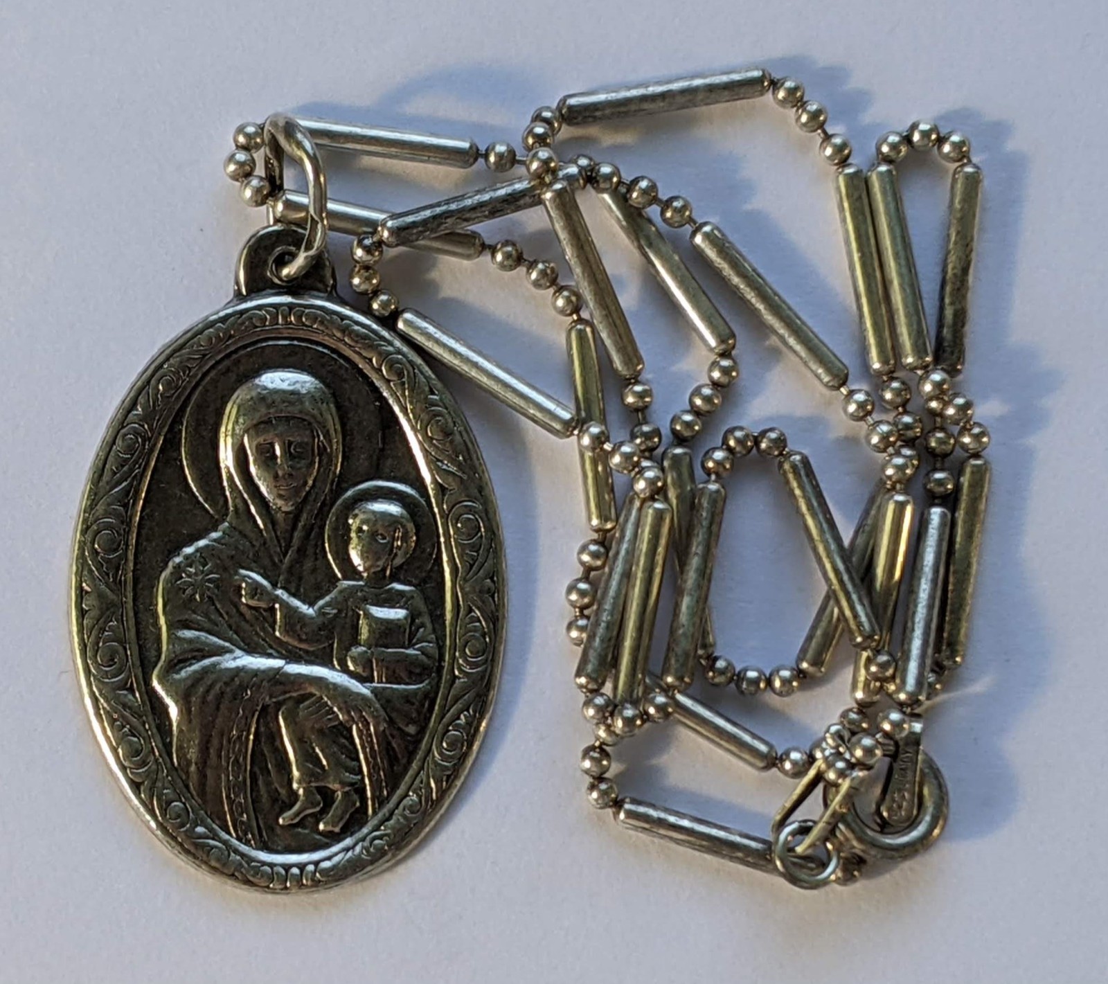 Orthodox icon amulet “Mother of God”, chain 40 cm. 925 silver. Weight 7.15 g.
