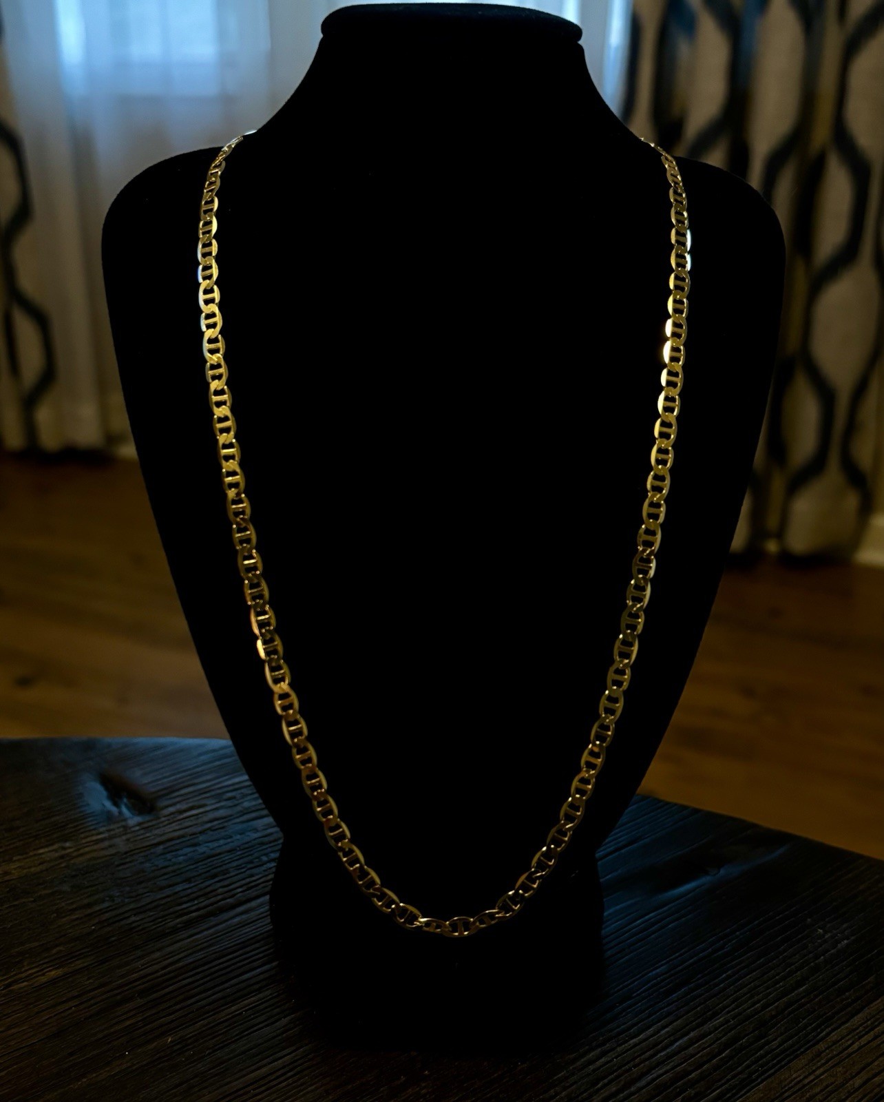 20” 18k Gold Over .925 4mm Sterling Silver Mariner Chain Necklace