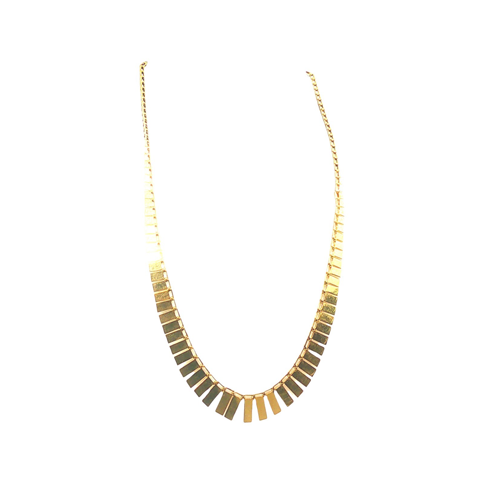 Vintage 14K Yellow Gold Italian Bar Link Necklace 16″
