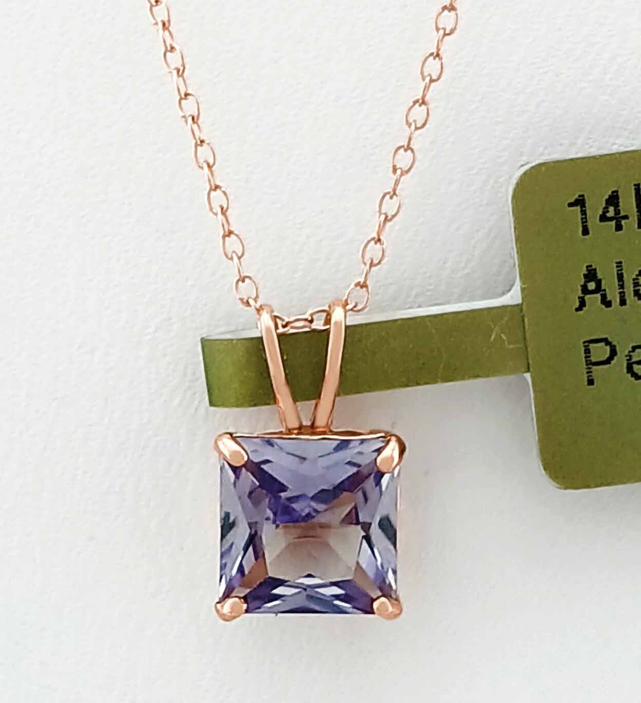 LAB CREATED 1.05 Cts ALEXANDRITE PENDANT 14K ROSE GOLD – New With Tag