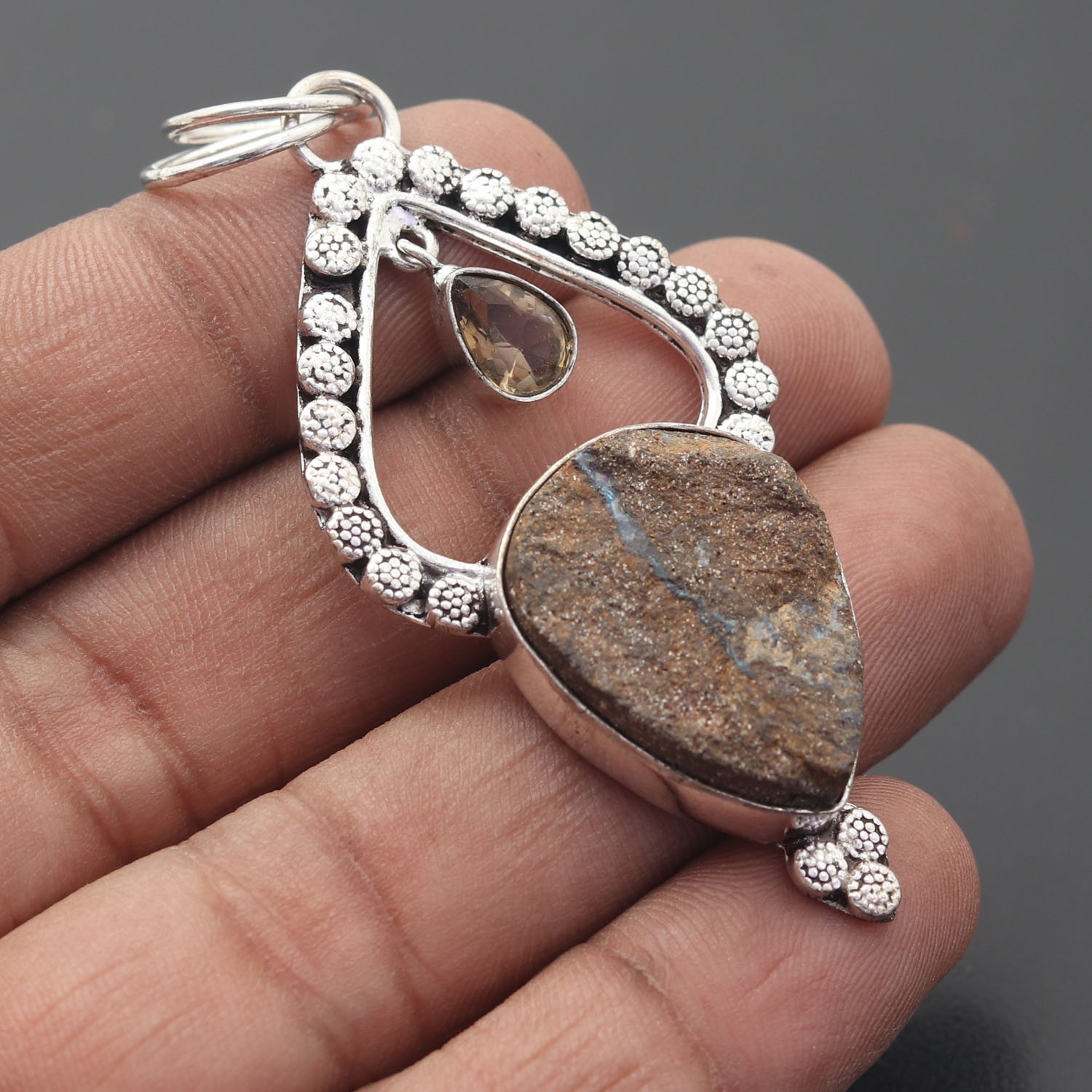 German Dendrite Gemstone 925 Sterling Silver Handmade Pendant Jewelry Gift For