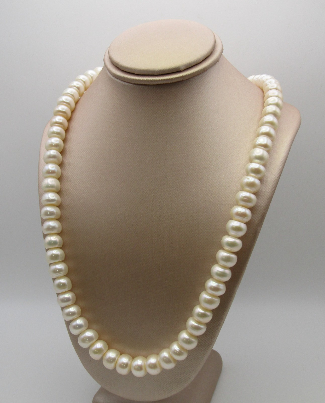 Exceptional New Sterling Silver Wt Rondelle Pearl Strand 18″ and Bracelet 7.5″
