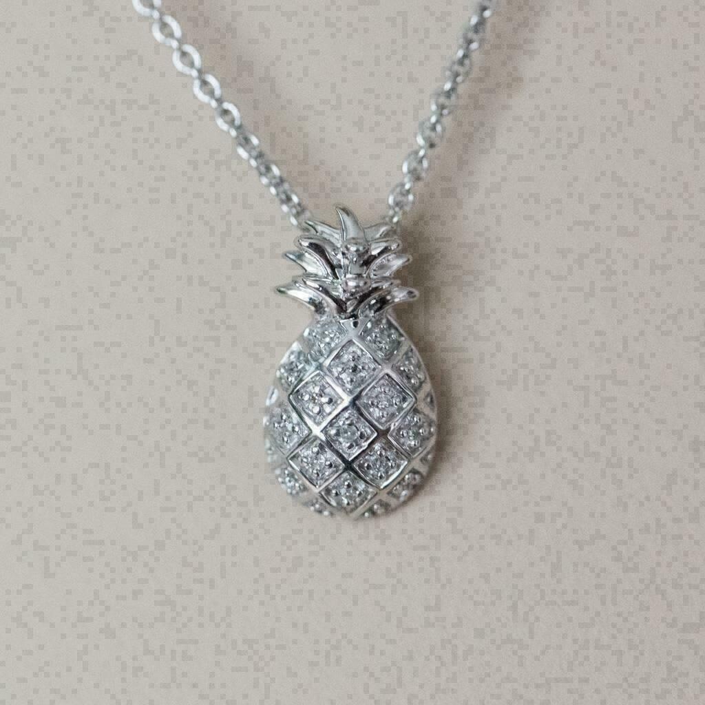 3.20Ct Round Cut VVS1 Diamond Pineapple Pendant 14K White Gold Finish Free Chain