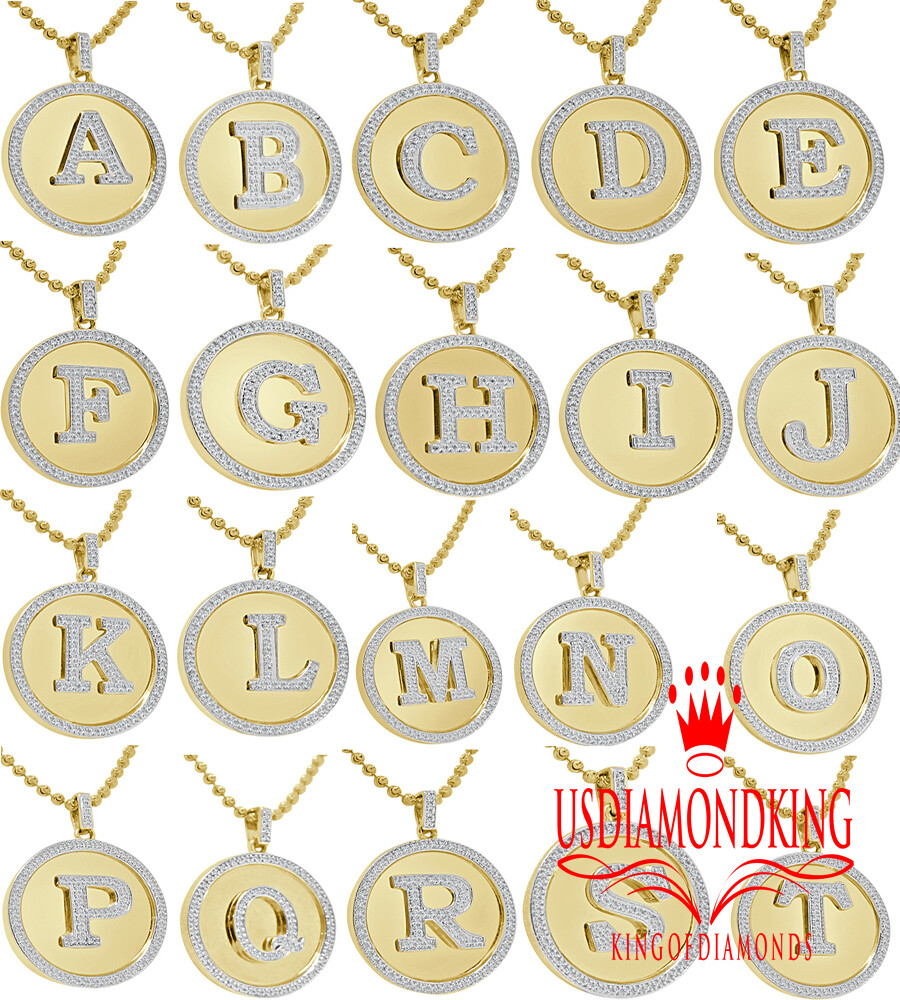 Real 10K Gold Genuine Diamond 1.00 Ctw Initial Letter Alphabet A-Z Pendent Charm