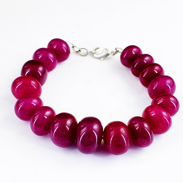 Genuine 505.00 Cts ENHANCED Ruby Round Shape Beads Bracelet NK 13-MF7