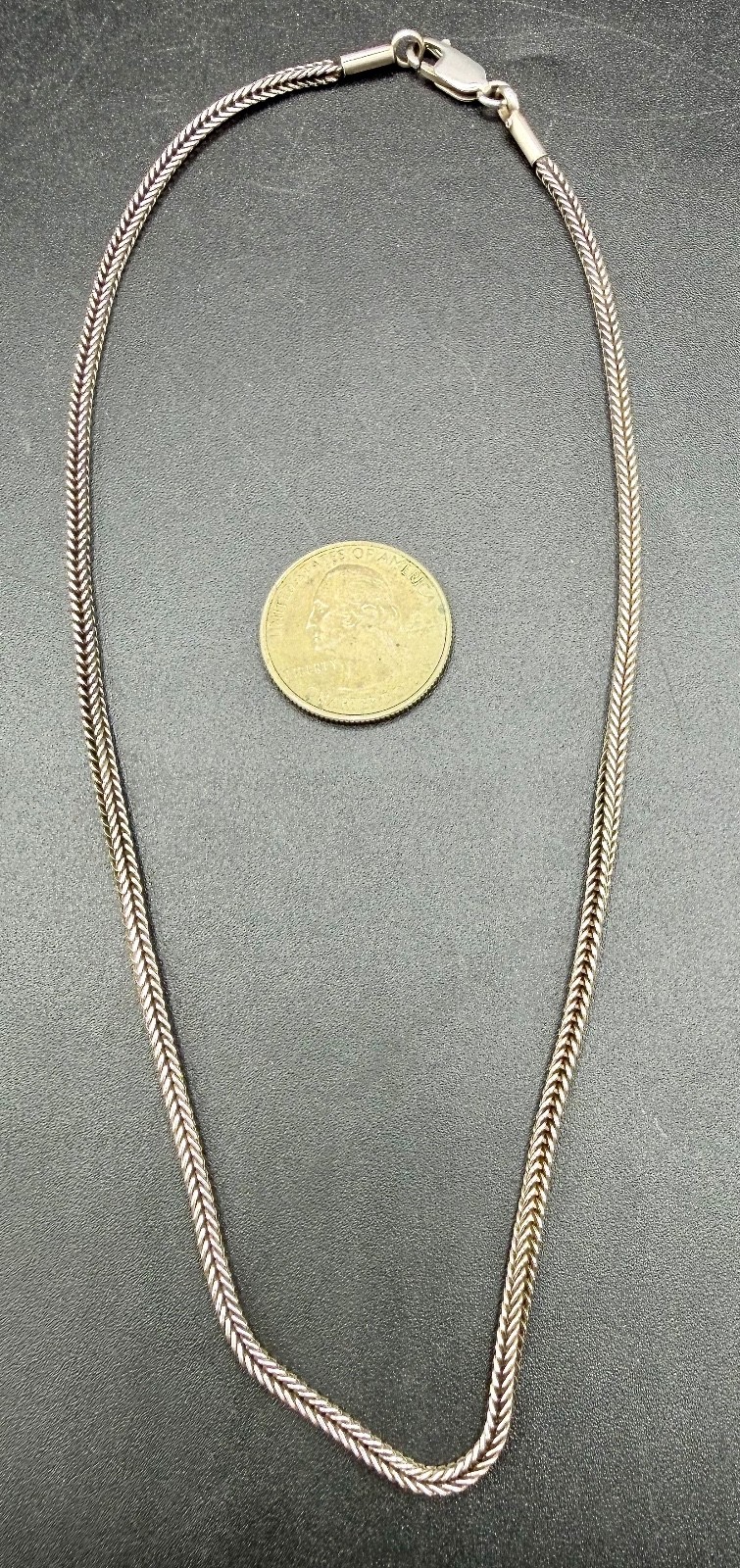 Sterling Silver 925 16” Wheat Spiga Chain Necklace – 12.1g