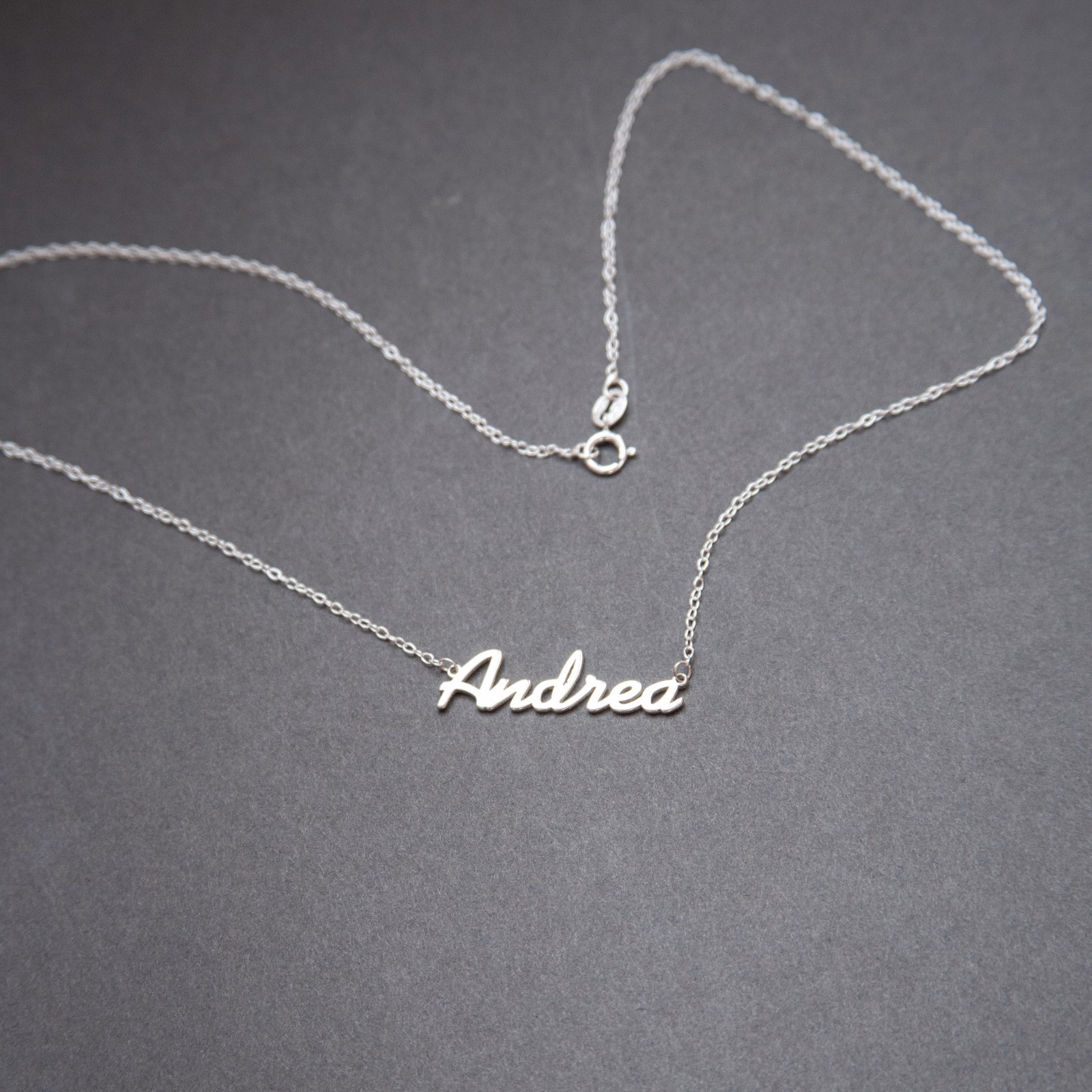 Andrea Name Plate Necklace Pendent Sterling Silver female Personalized Custom