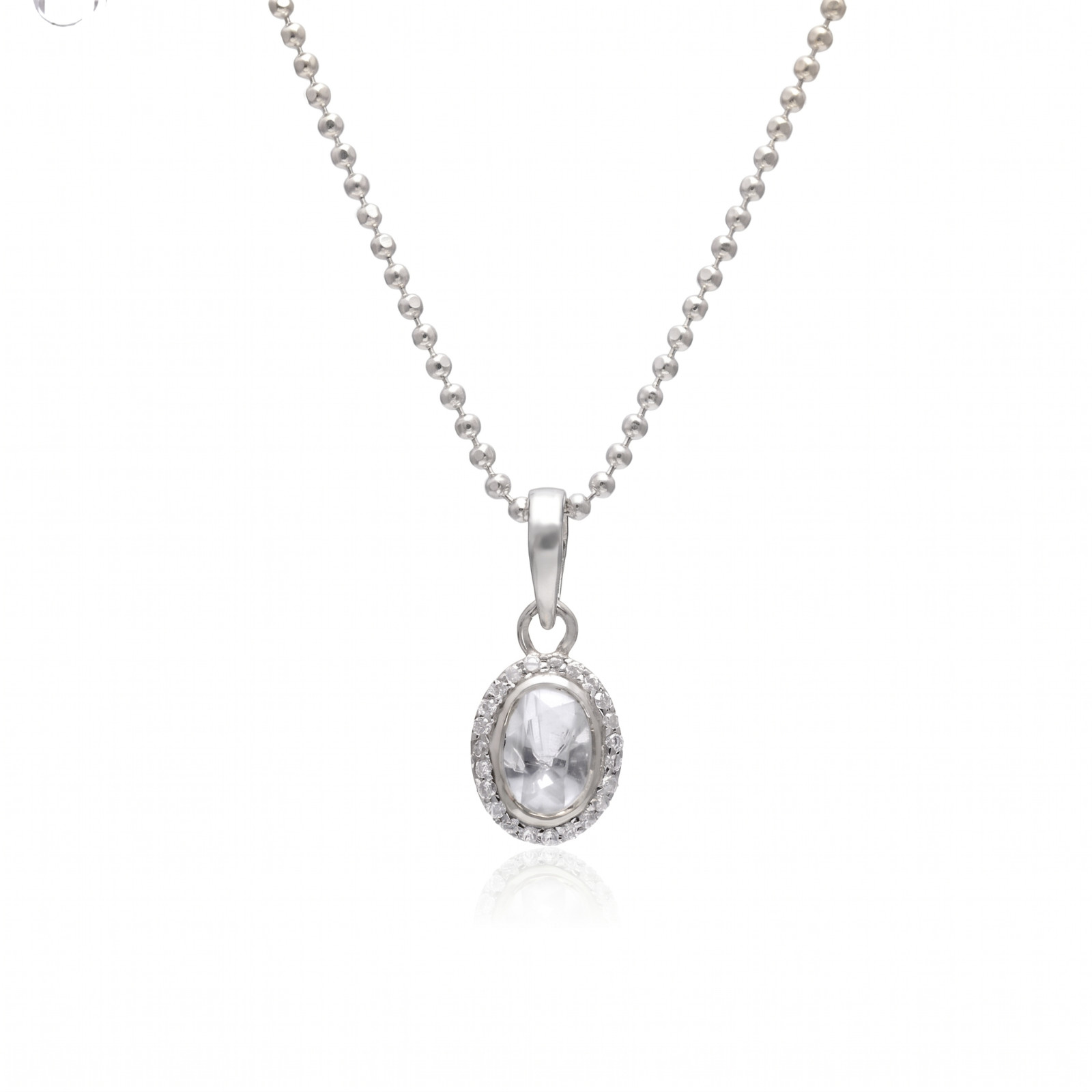 Oval Polki Diamond Pendant Gold Plated 925 Sterling Silver Halo Necklace for Her
