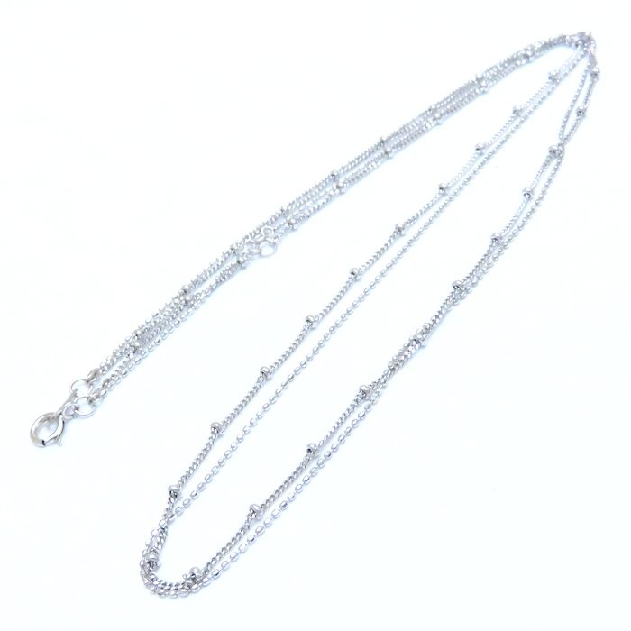 14K White Gold double-strand Necklace 45cm 3.4 grams /76220