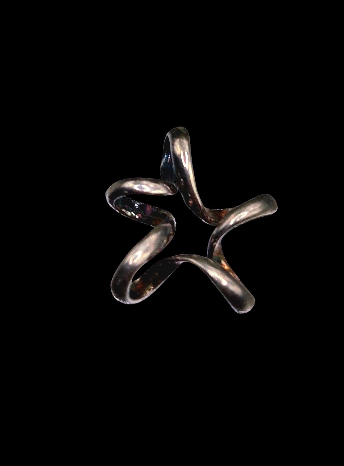 Vintage Freeform Floating Abstract Swirl Star Pendant Sterling Silver 925 Charm